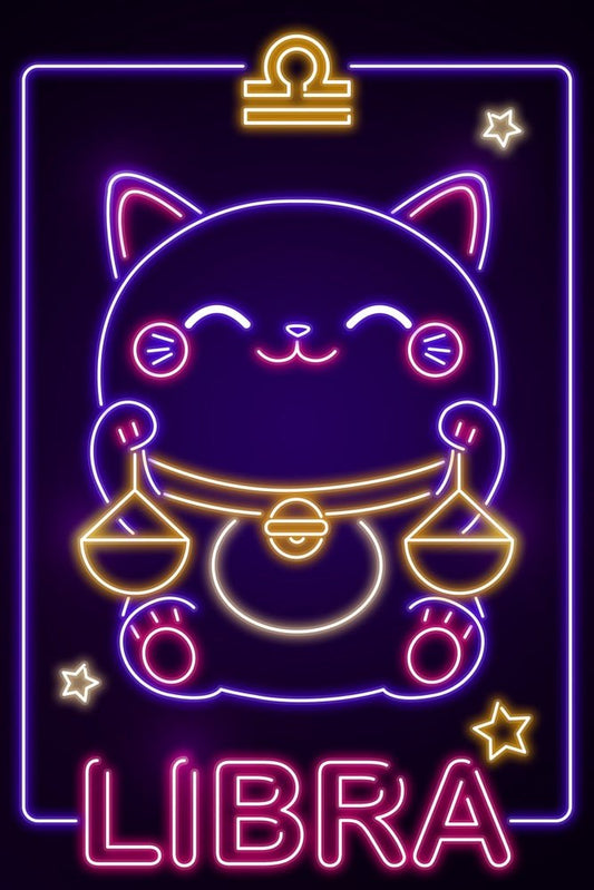 Neon Zodiac Kawaii Libra Plexi Glass Wall Art - Donnie Art - V1Tech