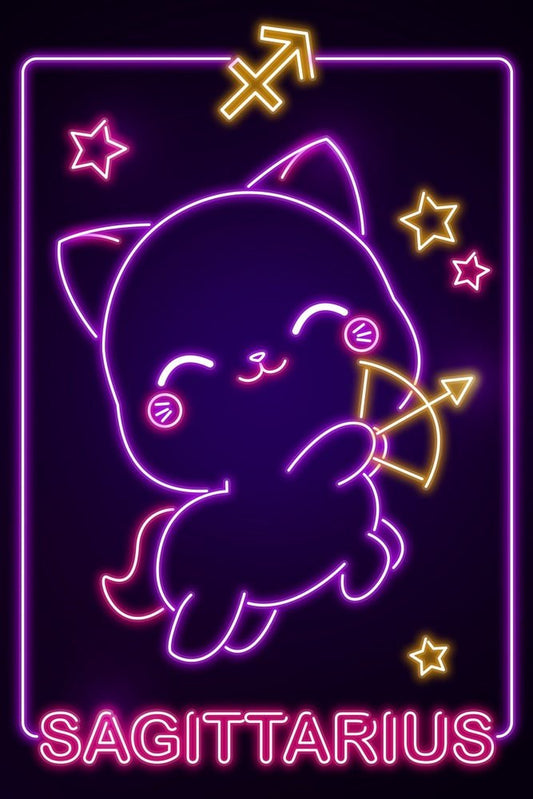 Neon Zodiac Kawaii Sagittarius Plexi Glass Wall Art - Donnie Art - V1Tech