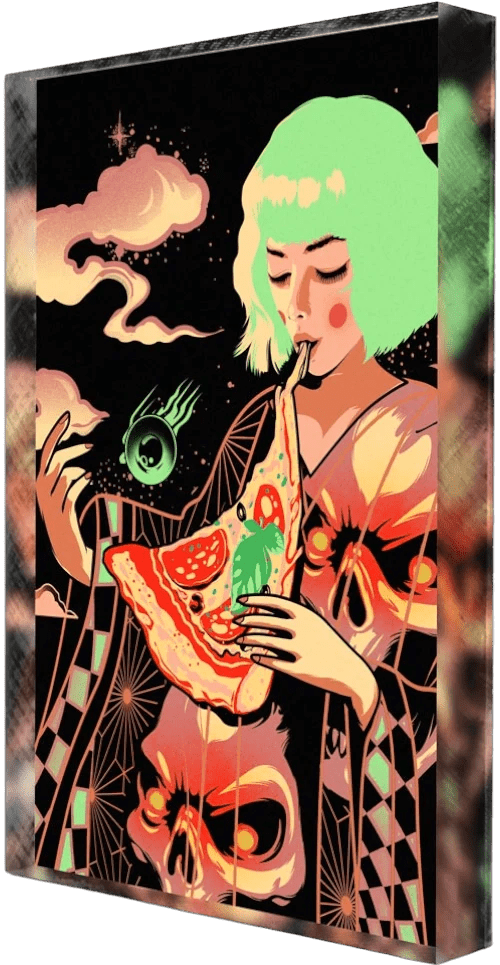 Pizza geisha Plexi Glass Desk Art - HeyMoonly - V1Tech