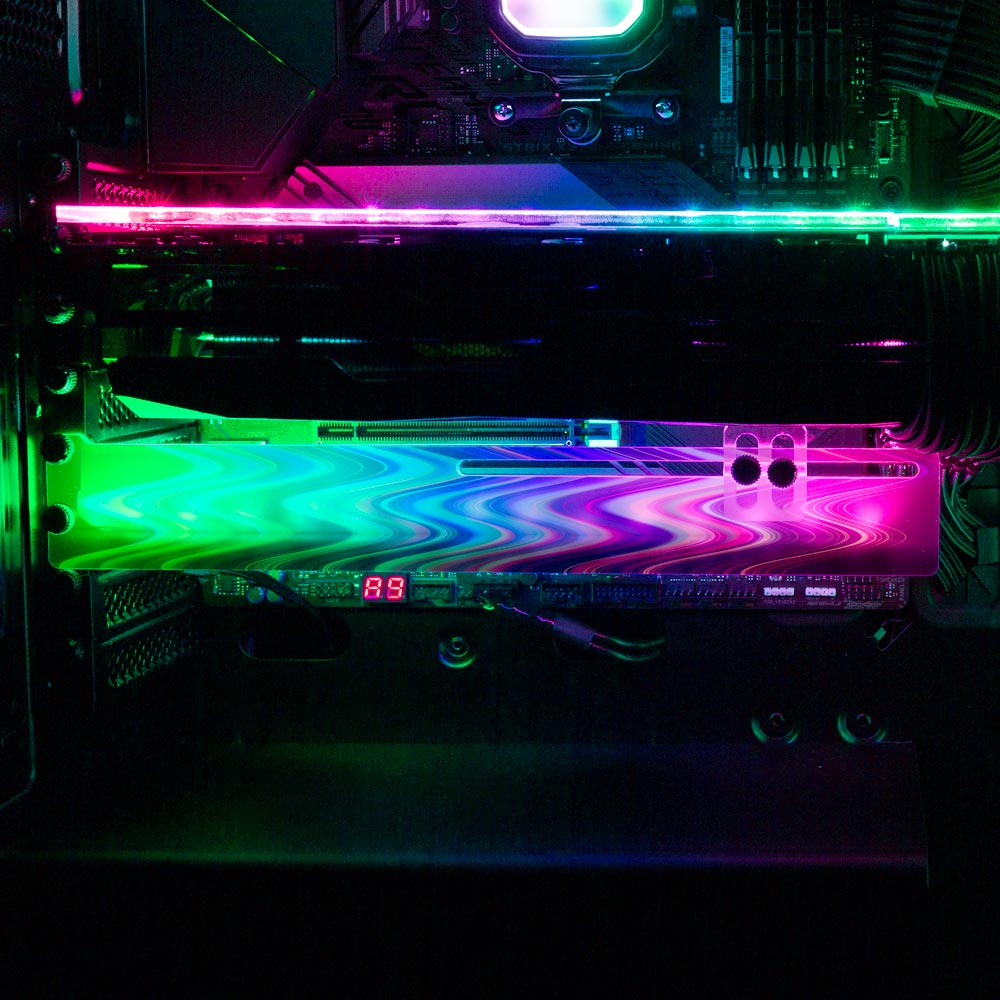 Rainbow Fire Dance RGB GPU Support Bracket - StellarFire - V1Tech