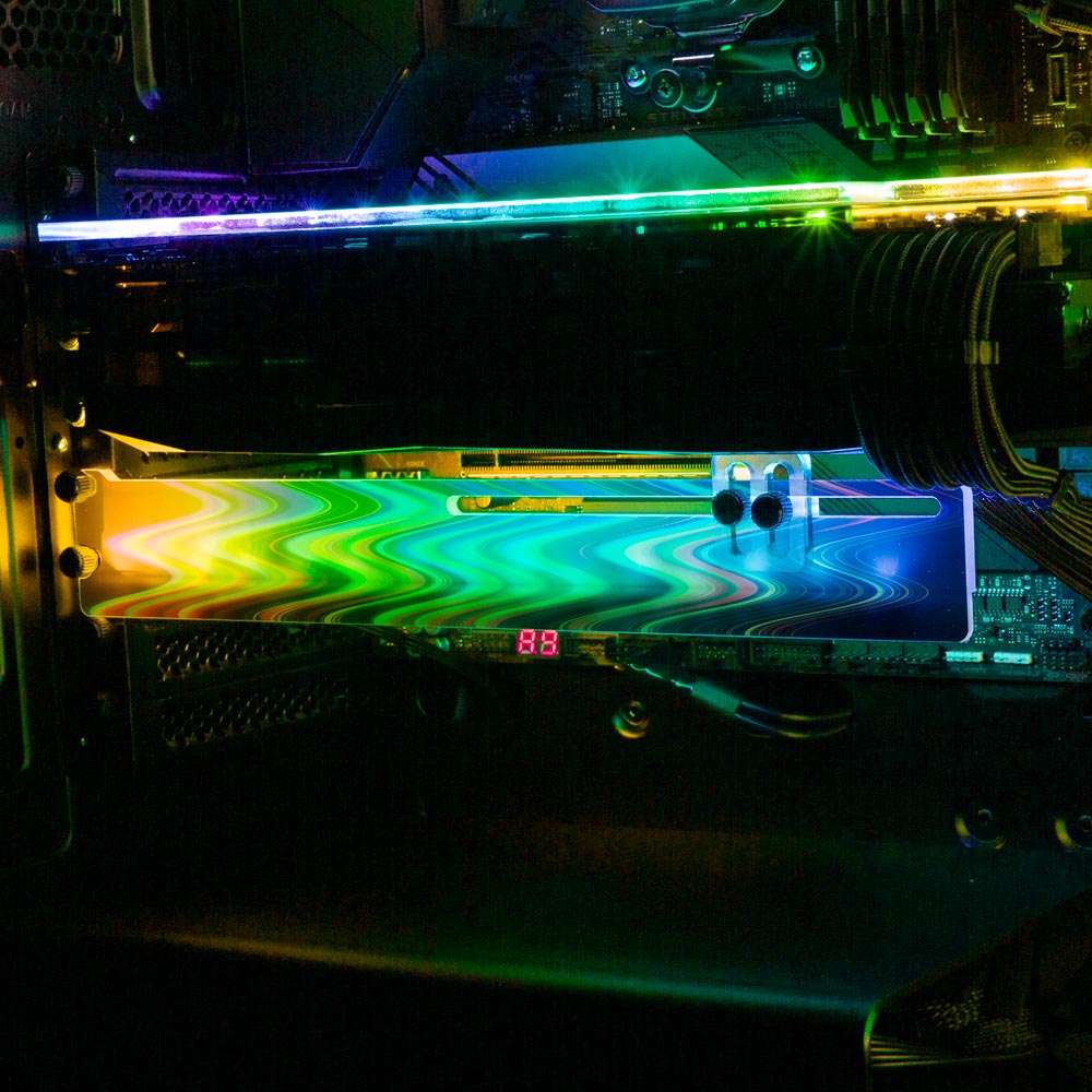 Rainbow Fire Dance RGB GPU Support Bracket - StellarFire - V1Tech