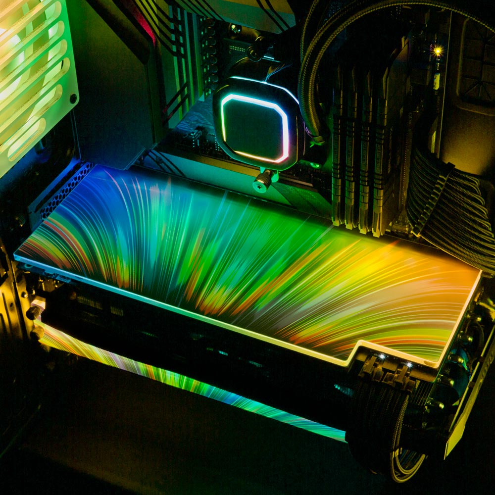 Rainbow Fountain RGB GPU Backplate - StellarFire - V1Tech