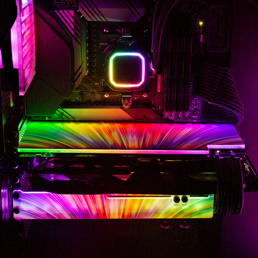 Rainbow Fountain RGB GPU Backplate - StellarFire - V1Tech