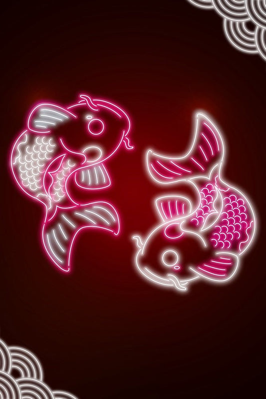 Red Neon Carpe Koi Plexi Glass Wall Art - Donnie Art - V1Tech