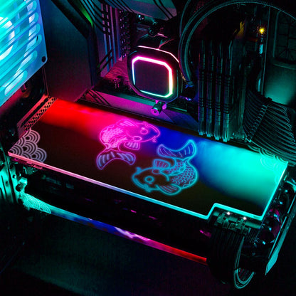 Red Neon Carpe Koi RGB GPU Backplate - Donnie Art - V1Tech