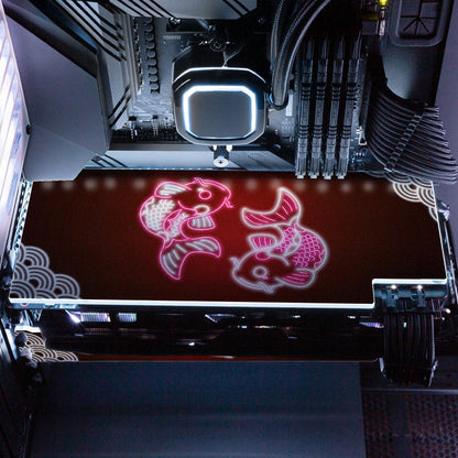 Red Neon Carpe Koi RGB GPU Backplate - Donnie Art - V1Tech