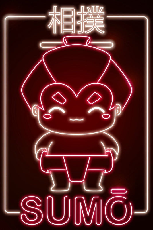 Red Neon Sumo Plexi Glass Wall Art - Donnie Art - V1Tech