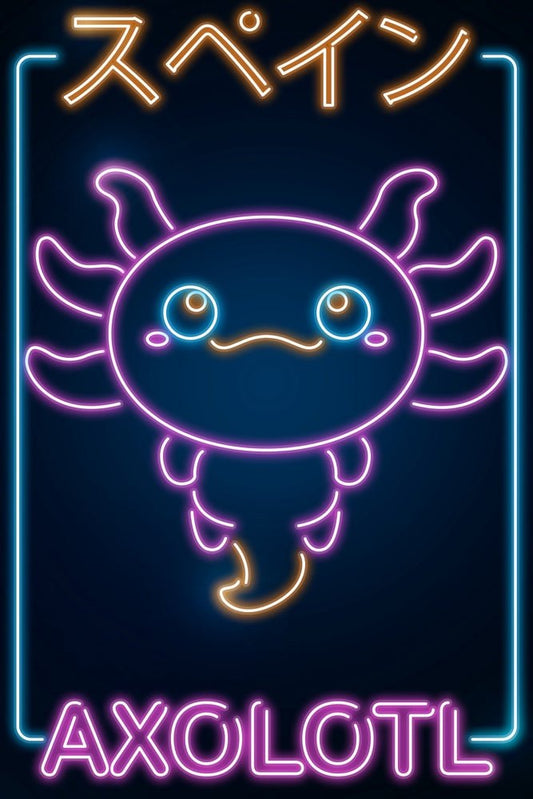 Retro Neon Axolotl Plexi Glass Wall Art - Donnie Art - V1Tech