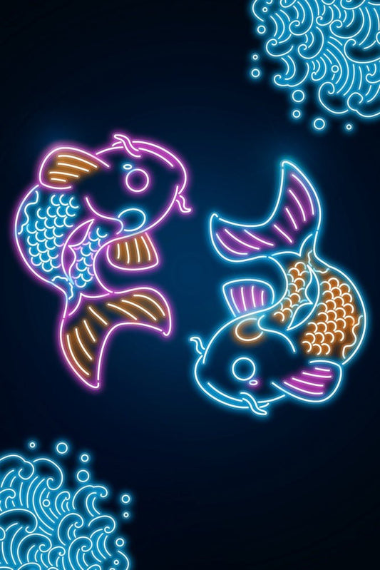 Retro Neon Carpe Koi Plexi Glass Wall Art - Donnie Art - V1Tech