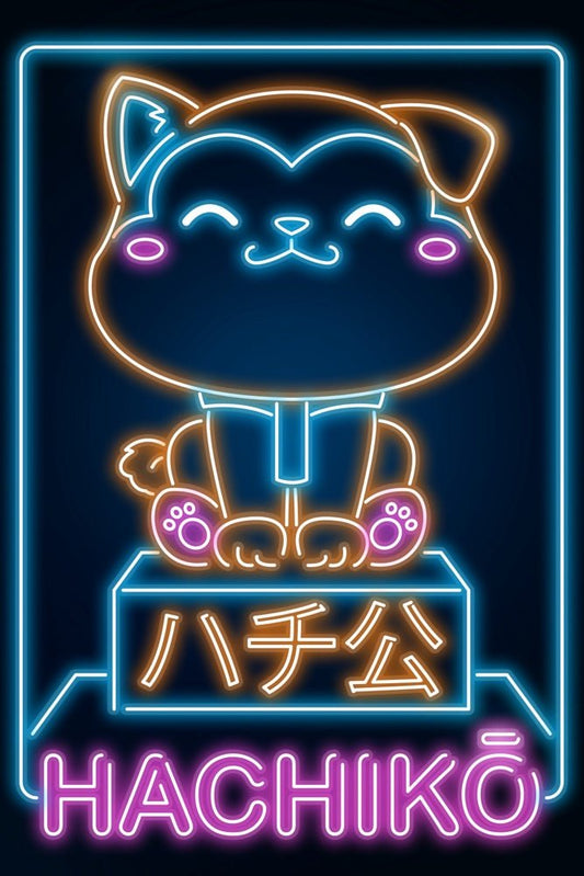 Retro Neon Hachi Plexi Glass Wall Art - Donnie Art - V1Tech