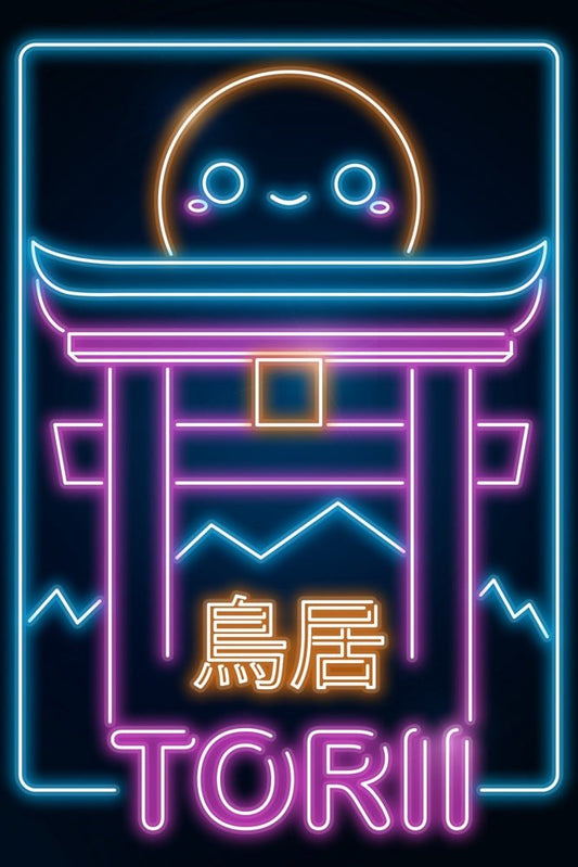 Retro Neon Kawaii Torii Plexi Glass Wall Art - Donnie Art - V1Tech