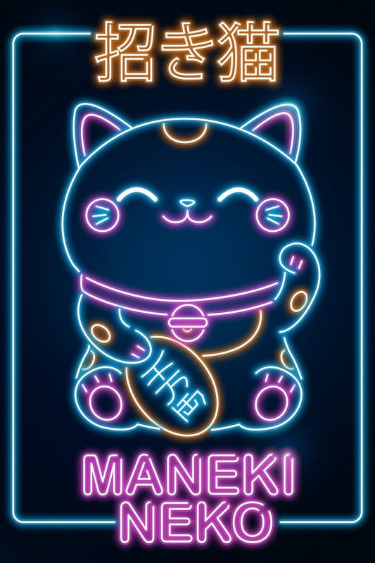 Retro Neon Lucky Cat Plexi Glass Wall Art - Donnie Art - V1Tech