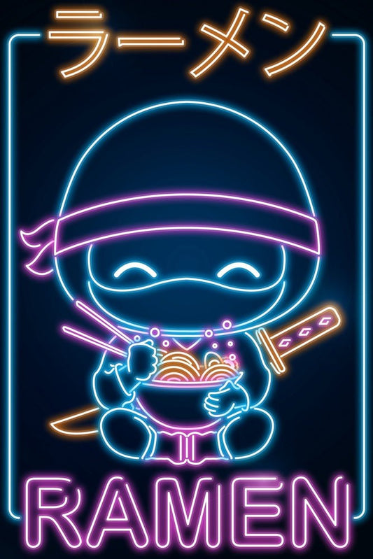 Retro Neon Ramen Ninja Plexi Glass Wall Art - Donnie Art - V1Tech