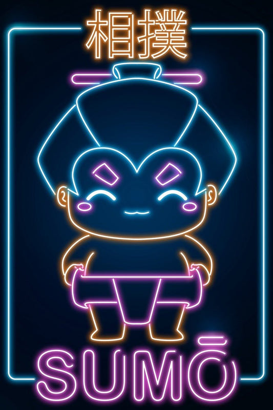 Retro Neon Sumo Plexi Glass Wall Art - Donnie Art - V1Tech