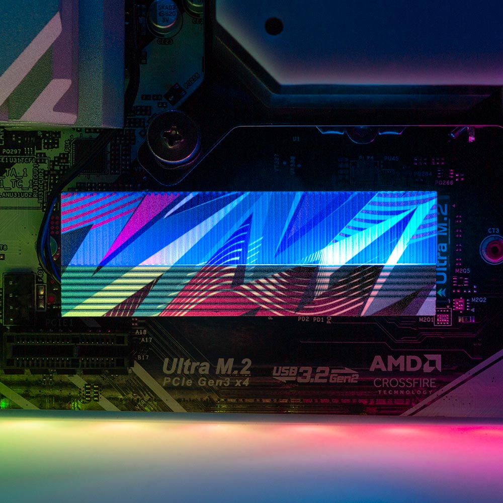 Retro Wave M.2 Heatsink Cover with ARGB Lighting - V1Tech