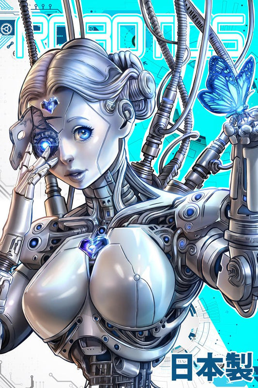 Robot Girl Plexi Glass Wall Art - Dominic Glover - V1 Tech