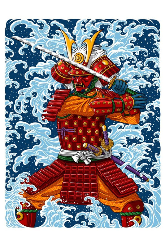 Samurai in Waves Plexi Glass Wall Art - Alberto Cubatas - V1Tech