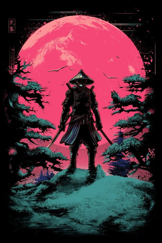 Samurai Under the Moon Plexi Glass Wall Art - Ddjvigo - V1Tech