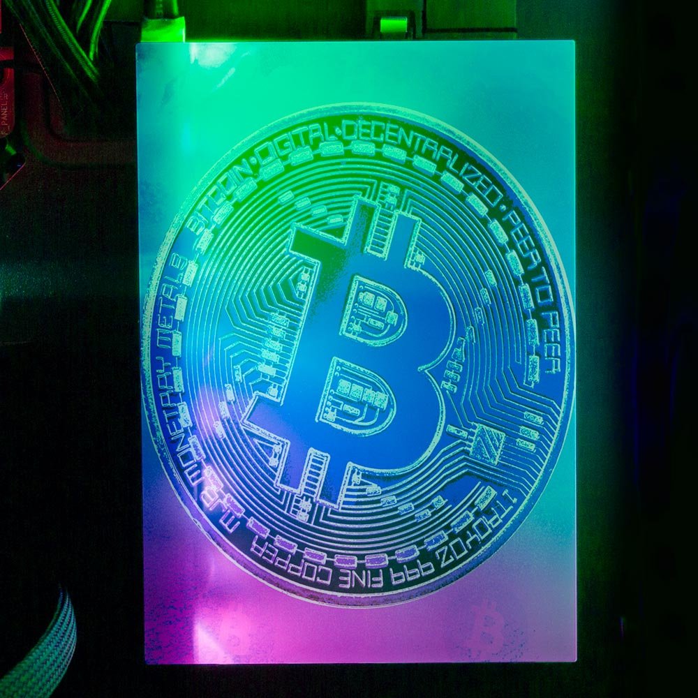 Soul of the Retro Bitcoin RGB HDD Cover Vertical - Donnie Art - V1Tech