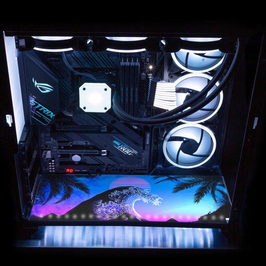 Soul of the Retrowave Lian Li O11 Dynamic and XL Bottom Panel Plate Cover with ARGB LED Lighting - Donnie Art - V1Tech