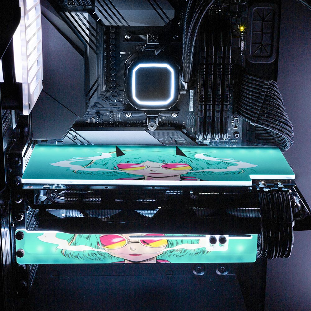 Striped Anime Girl RGB GPU Backplate - YacilArt - V1Tech