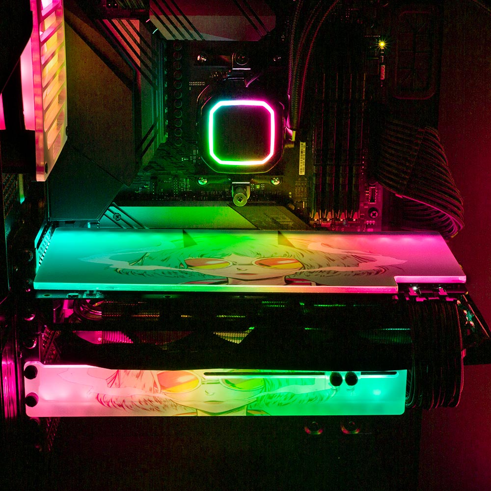 Striped Anime Girl RGB GPU Backplate - YacilArt - V1Tech