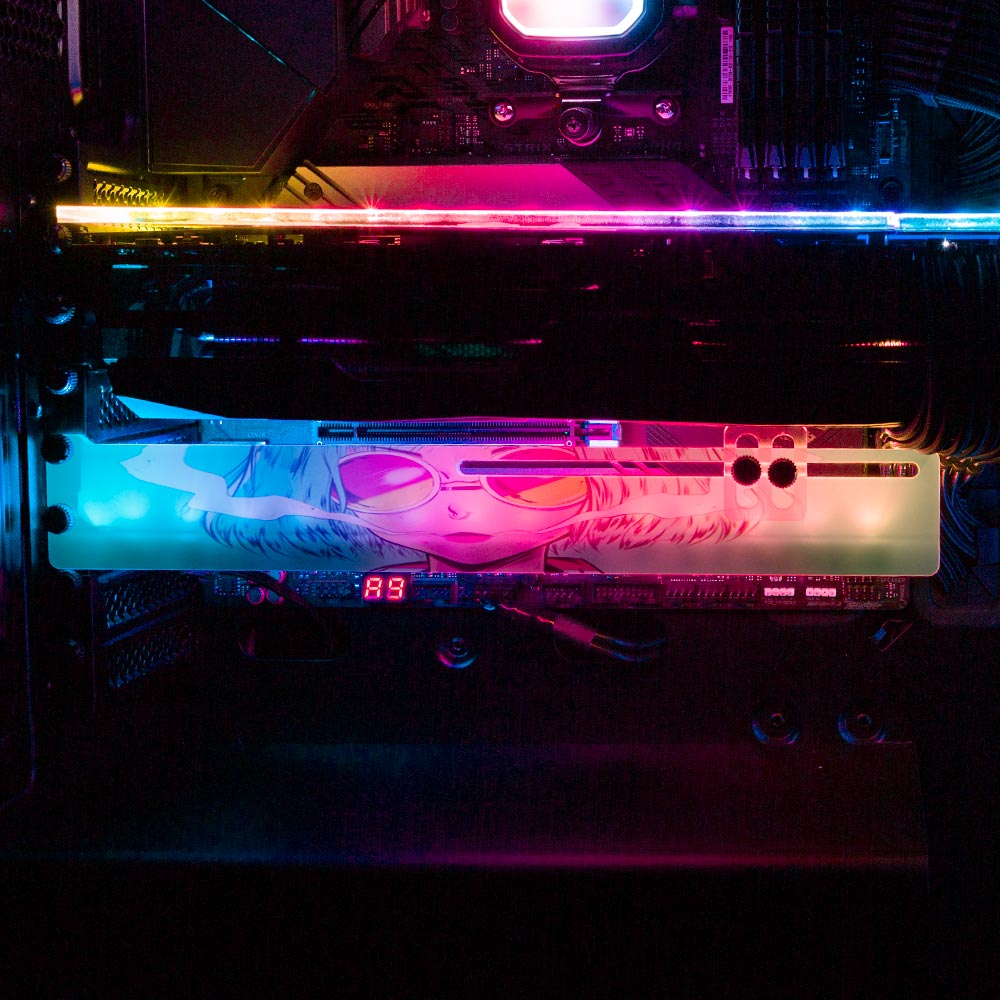 Striped Anime Girl RGB GPU Support Bracket - YacilArt - V1Tech