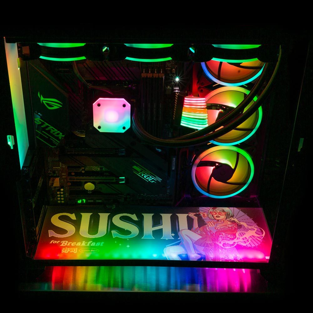 Sushi Perched Geisha Lian Li O11 Dynamic and XL Bottom Panel Plate Cover with ARGB LED Lighting - HeyMoonly - V1Tech