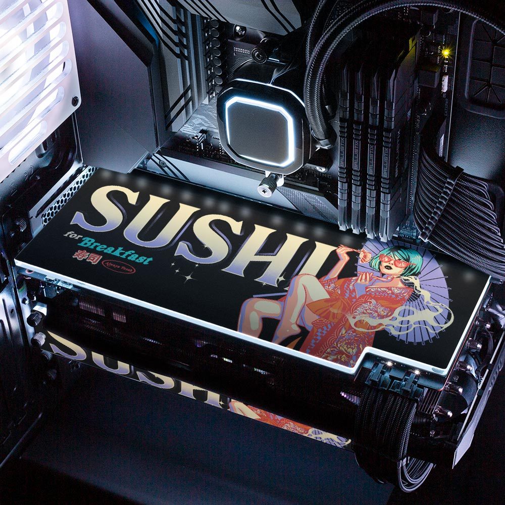 Sushi Perched Geisha RGB GPU Backplate - HeyMoonly - V1Tech