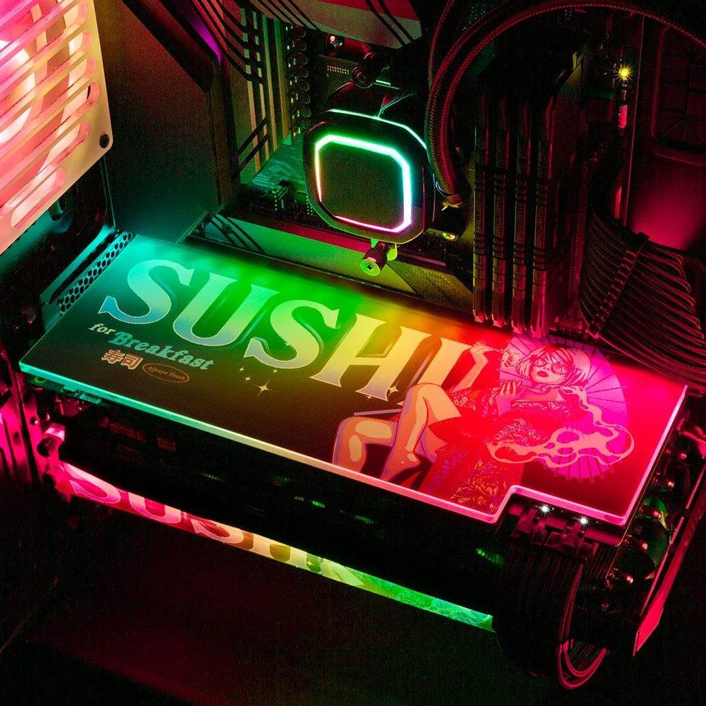 Sushi Perched Geisha RGB GPU Backplate - HeyMoonly - V1Tech