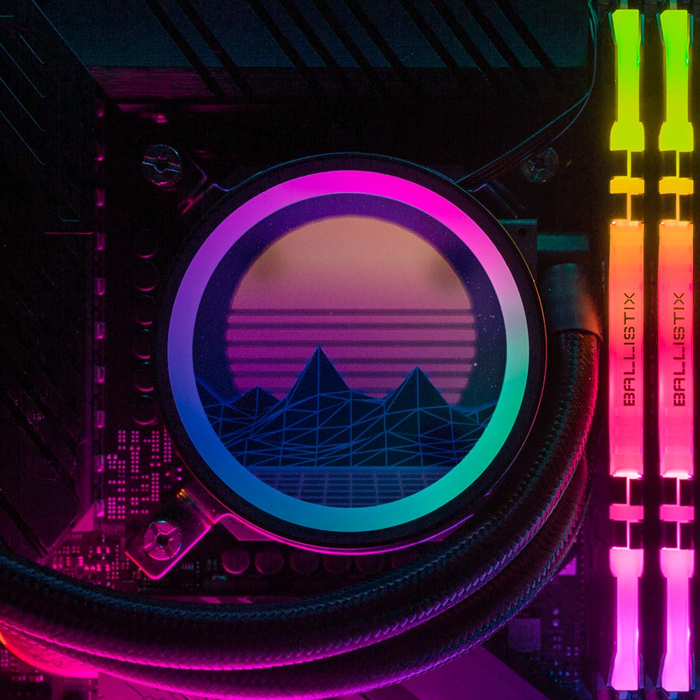 Synthwave Sunset AIO Cover for Cooler Master MasterLiquid Mirror CM ML240 ML280 ML360 ARGB - V1Tech