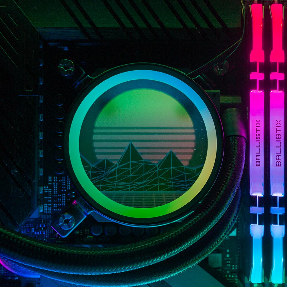 Synthwave Sunset AIO Cover for Cooler Master MasterLiquid Mirror CM ML240 ML280 ML360 ARGB - V1Tech