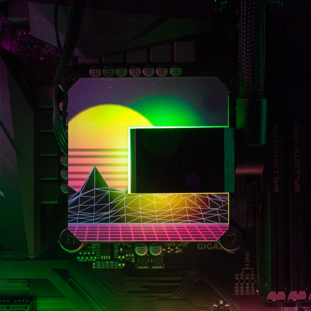 Synthwave Sunset EK AIO Cover - V1Tech