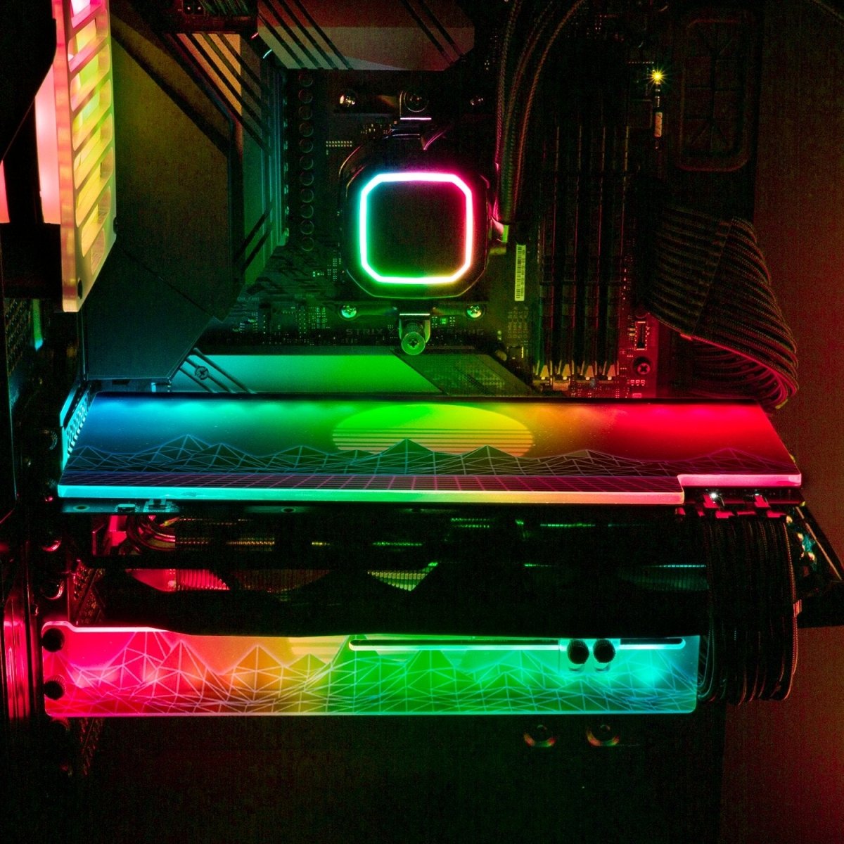 Synthwave Sunset RGB GPU Backplate - V1Tech