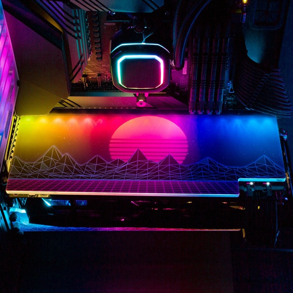 Synthwave Sunset RGB GPU Backplate - V1Tech