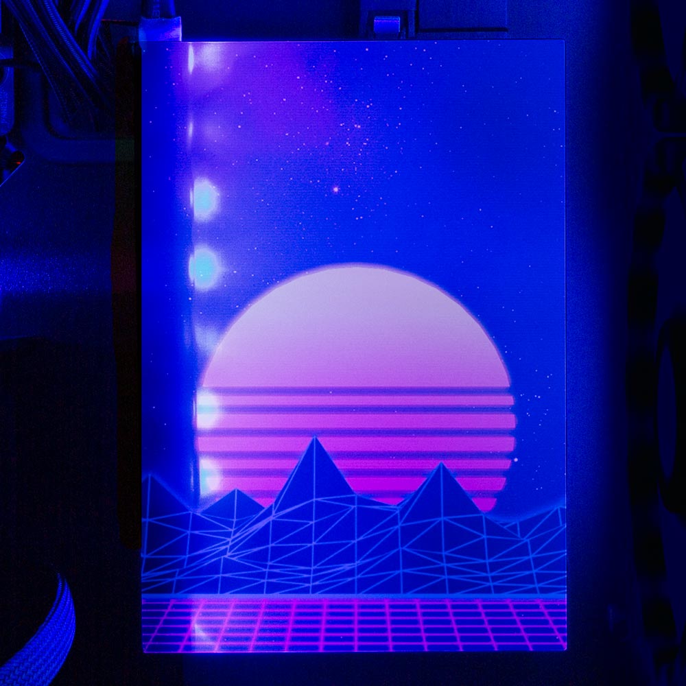 Synthwave Sunset RGB HDD Cover Vertical - V1Tech