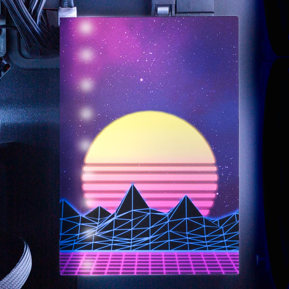 Synthwave Sunset RGB HDD Cover Vertical - V1Tech