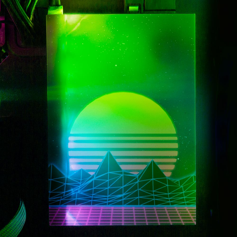 Synthwave Sunset RGB HDD Cover Vertical - V1Tech