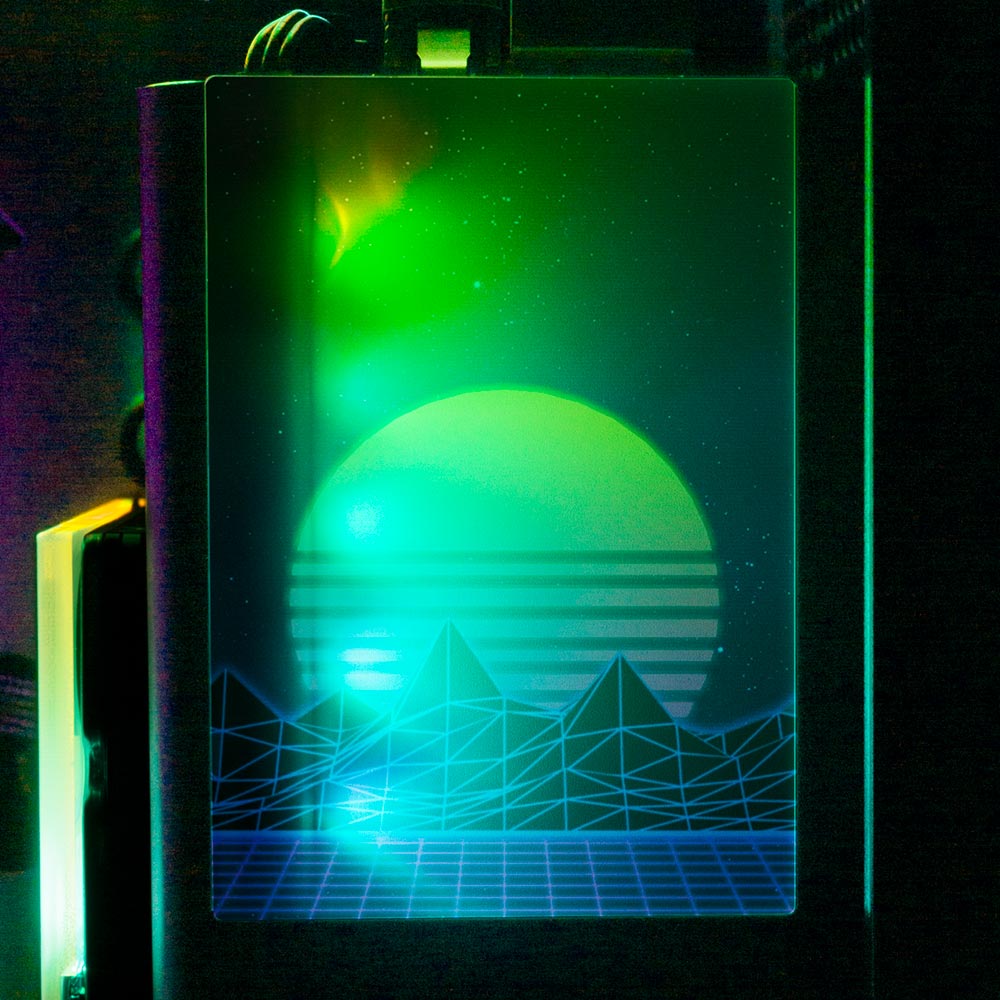 Synthwave Sunset RGB SSD Cover Vertical - V1Tech