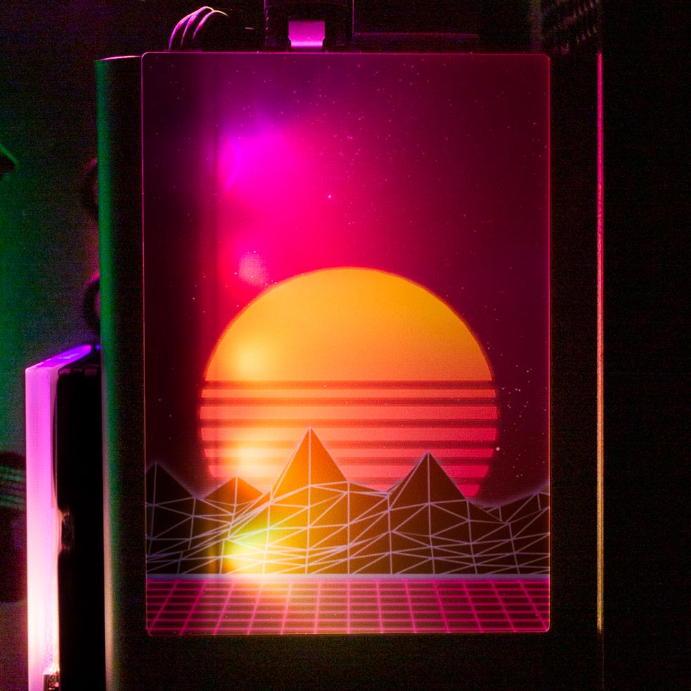 Synthwave Sunset RGB SSD Cover Vertical - V1Tech