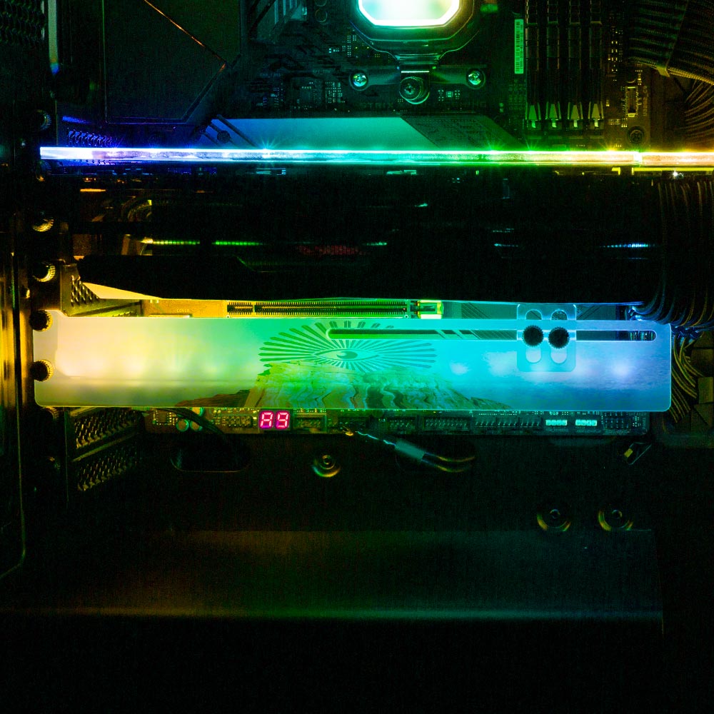 The Eye That Sees Everything RGB GPU Support Bracket - Cajuca Art - V1Tech