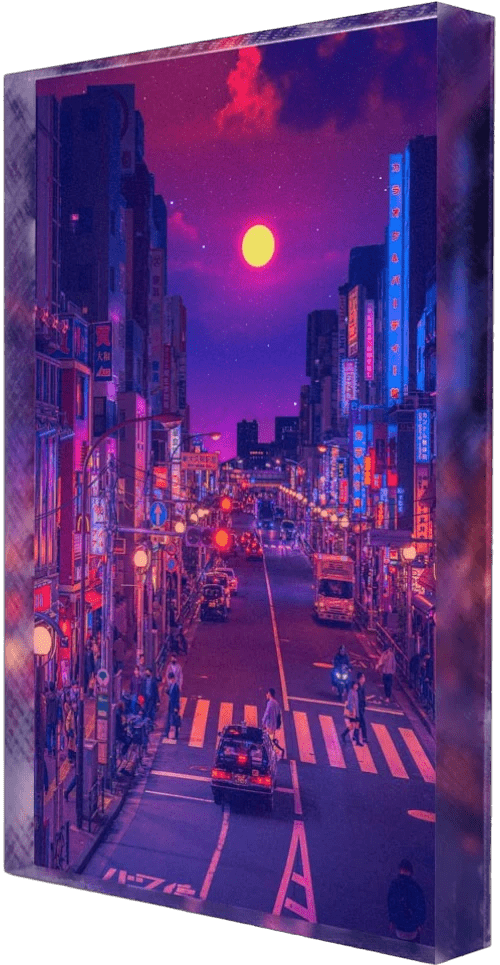 Tokyo Twilight Plexi Glass Desk Art - Yagedan - V1Tech