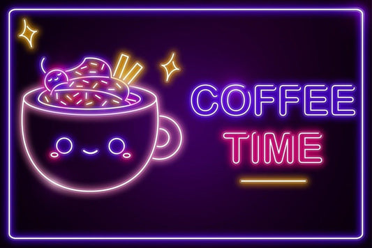 V2 Neon Coffee Time Plexi Glass Wall Art - Donnie Art - V1Tech