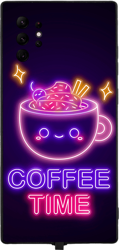 V2 Neon Coffee Time RGB LED Protective Phone Case for iPhone and Samsung Models - Donnie Art - V1 Tech