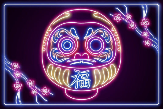 V2 Neon Daruma Plexi Glass Wall Art - Donnie Art - V1Tech