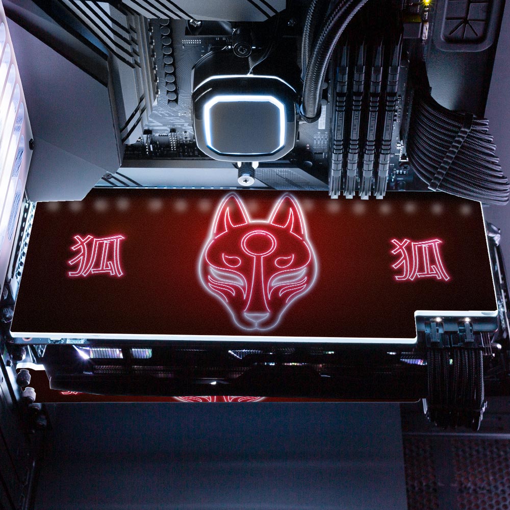 V2 Neon Kitsune Mask RGB GPU Backplate - Donnie Art - V1Tech