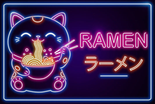 V2 Neon Ramen Neko Plexi Glass Wall Art - Donnie Art - V1Tech