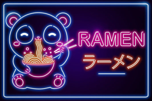 V2 Neon Ramen Panda Plexi Glass Wall Art - Donnie Art - V1Tech