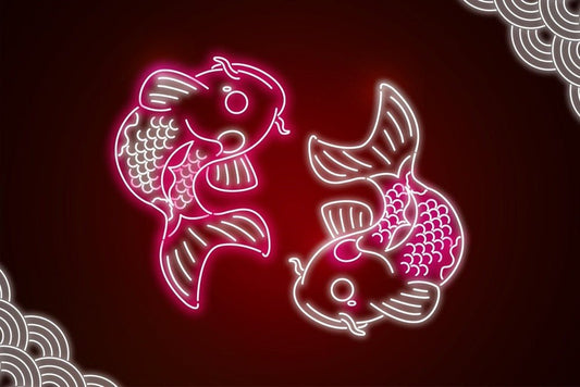 V2 Red Neon Carpe Koi Plexi Glass Wall Art - Donnie Art - V1Tech