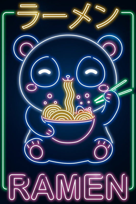 V3 Neon Ramen Panda Plexi Glass Wall Art - Donnie Art - V1Tech